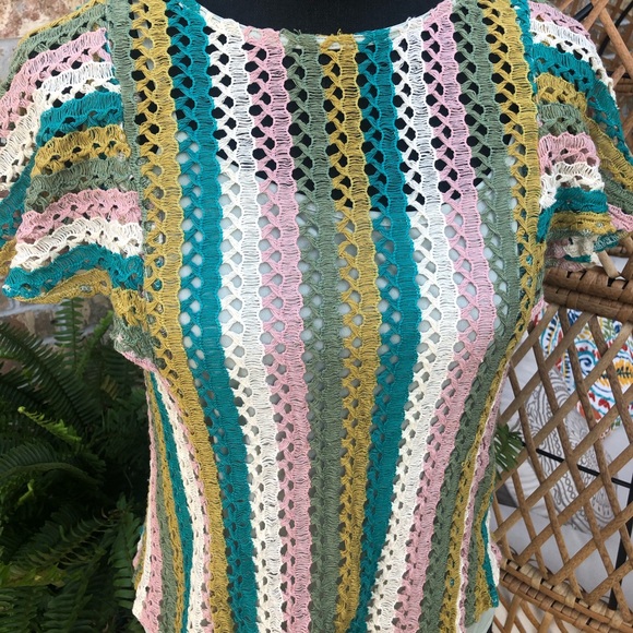 EVA FRANCO STRIPED CROCHET TOP - Picture 3 of 4